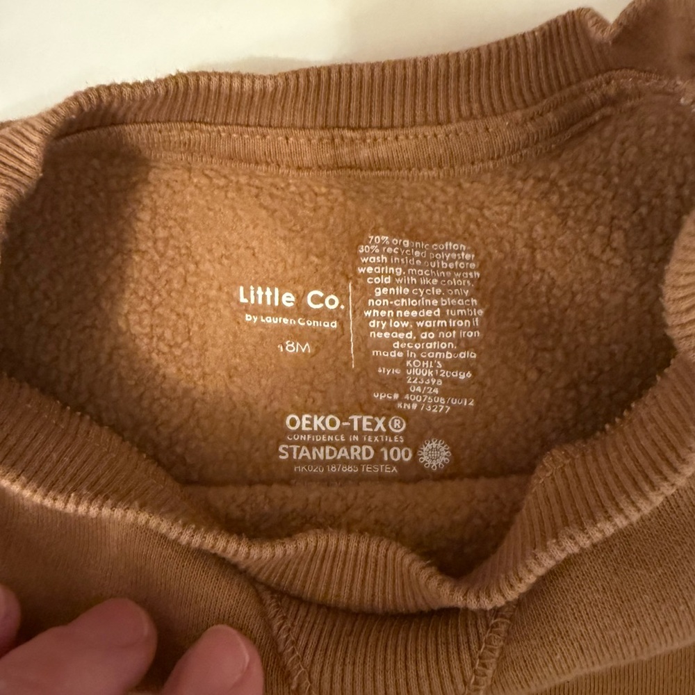 Little Co. Pumpkin Brown Toddler Crewneck Sweatshirt - Picture 4 of 5